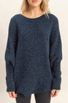 Chenille Boat Neck Sweater - Navy