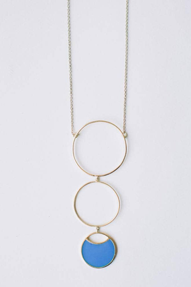 Circle Drop Necklace Blue
