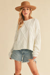 Adela Cable Knit Sweater - White