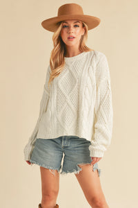 Adela Cable Knit Sweater - White