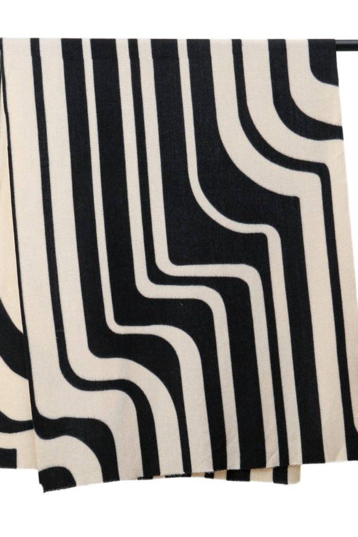Basic Classic Striped Scarf - Black