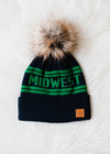 Navy & Green Midwest Pom Hat