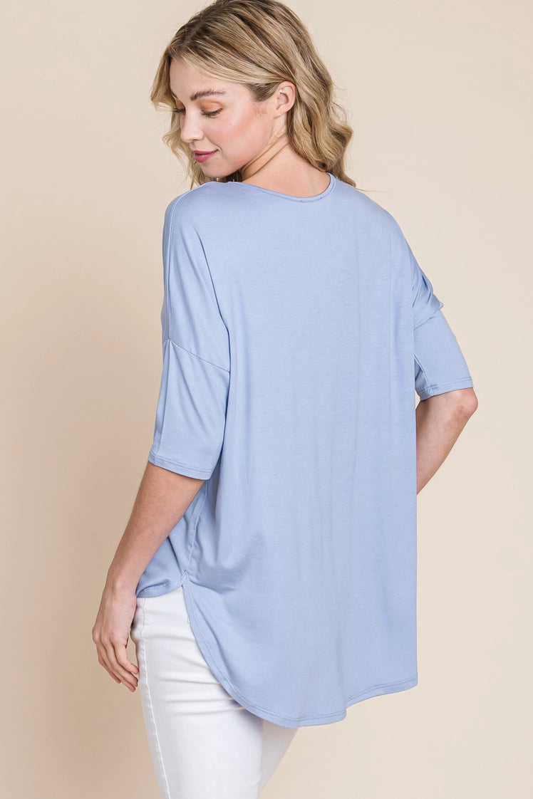 Basic Crew Neck T-Shirt - Denim