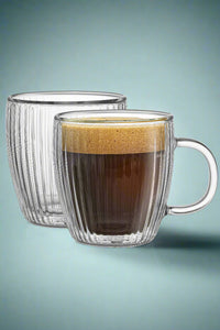 Fluted Double Wall Espresso Glasses Set of 2 - 5.4 oz