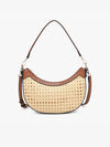 Daisy Half-Moon Rattan Crossbody - Natural
