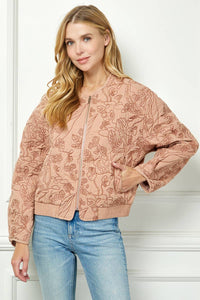 Floral Quilted Zip Jacket - Rose