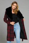 Cosmopolitan Faux Fur-Trimmed Plaid Coat