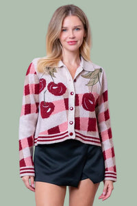 Cherry Checkered Cardigan