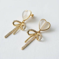Heart Bow Tassel Earrings