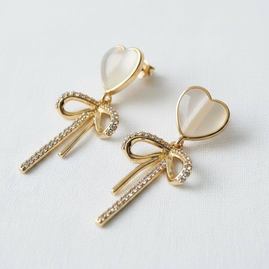Heart Bow Tassel Earrings