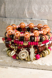 Multi Layered Beads Bracelet - Flamingo