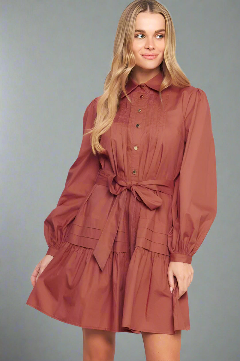 Solid Woven Mini Dress - Mauve