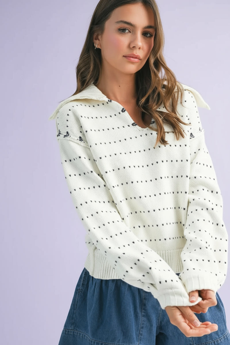 Dot Knit Pullover Sweater