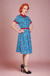 Betty Cherry Dress - Blue