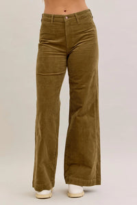 Hw Retro Wide Welt Pockets Corduroy Olive - JB02