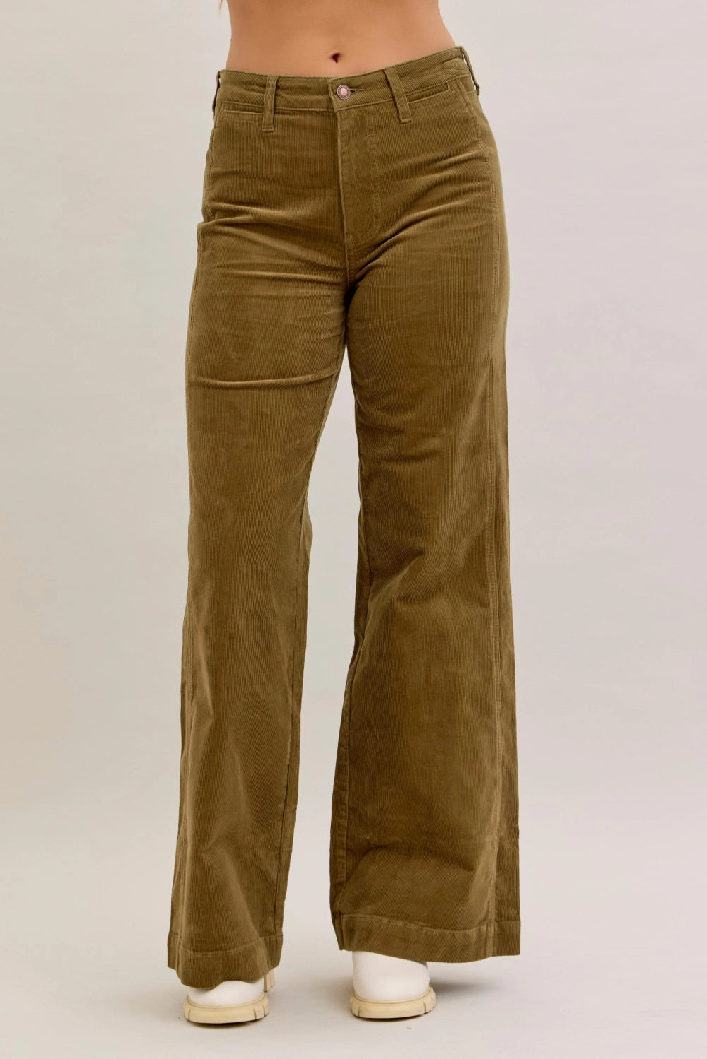 Hw Retro Wide Welt Pockets Corduroy Olive - JB02