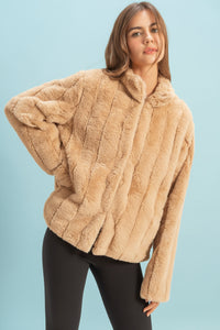 Faux Fur Jacket - Taupe