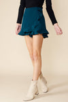 Ruffled Wrap Skort With Back Zipper - Blue