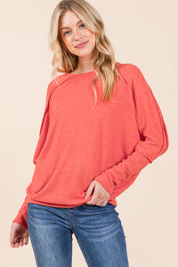 Casual Cozy Dolman Sweater - Red