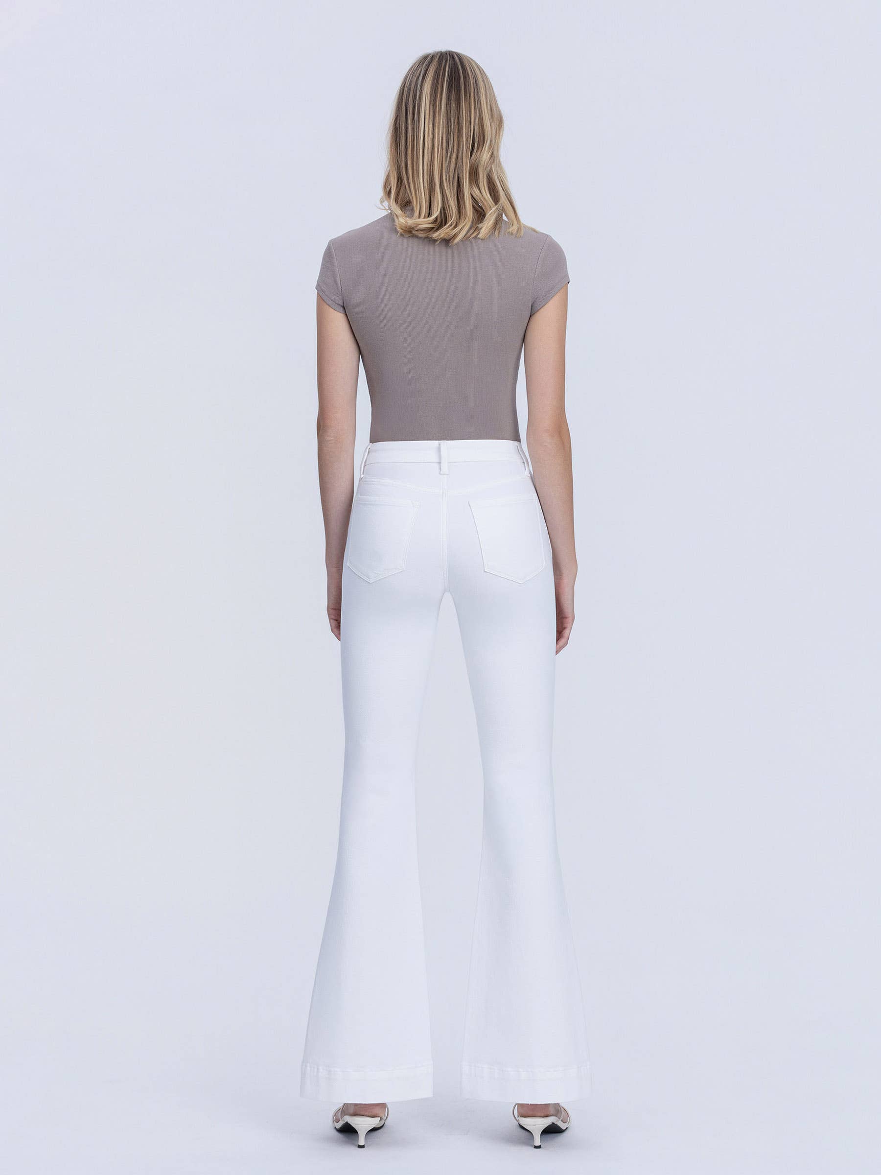 Tummy Control MR White Flare Jeans LV42