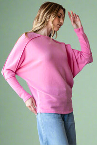 Casual Cozy Dolman Sweater - Pink