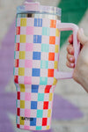Multicolored Checkered Coffee 40 Oz Tumbler