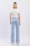 High Rise Carpenter Cuffed Wide Leg Jeans - LV1