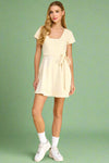 Ditsy Floral Print Faux Wrap Dress - Cream