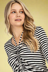 Ruched Long Sleeve Top with Halter Strap Black