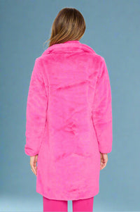 Savannah Faux Fur Coat - Hot-Pink