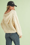 Fuzzy Knit Hoodie Cardigan - Ivory