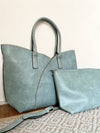 Stitch Detail Shoulder & Tote Set Bag - Blue