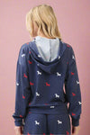 Dog Print Hoodie - Navy
