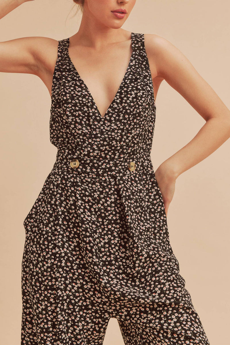 Piper Floral Jumpsuit - Black