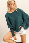 Chenille Boat Neck Sweater - Green