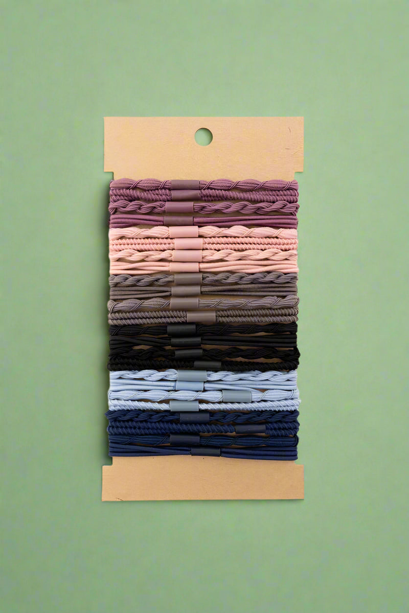 Solid Hues Twisted Stackable Hair Tie Bracelet Set