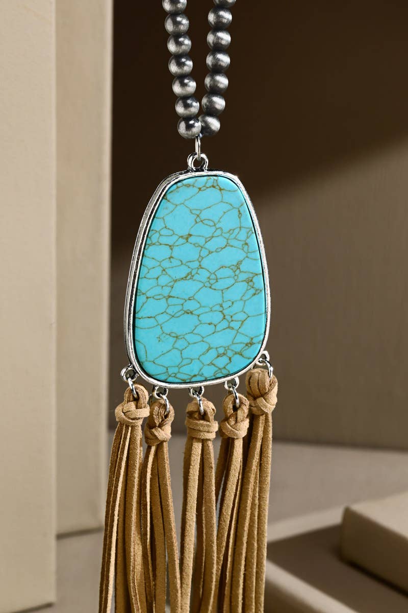 Ball Bead Necklace with Pendant & Accent Tassel