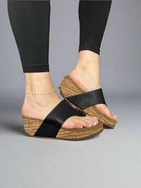 Carily Wedge Sandal - Black