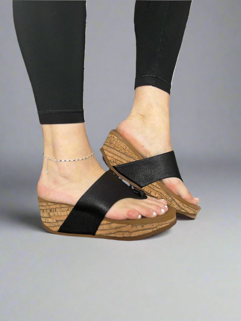 Carily Wedge Sandal - Black