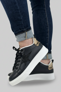 Ava Leopard Sneaker - Black