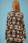 Black + White Floral Button Down