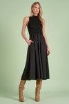 Sleeveless Mock Neck Maxi Dress - Black