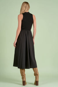 Sleeveless Mock Neck Maxi Dress - Black