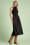 Sleeveless Mock Neck Maxi Dress - Black