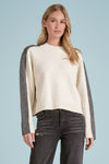 Color Block Crewneck Sweater - Grey White