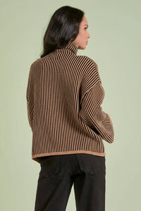 Striped Elan Sweater - Tan Black