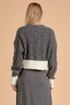 Two-Tone Cardigan Sweater - Grey