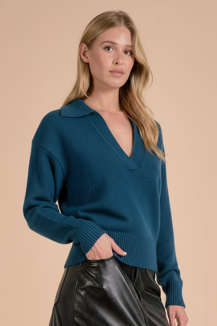 Polo Collar Sweater - Teal
