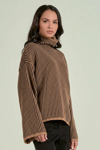 Striped Elan Sweater - Tan Black