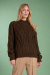 Cable Knit Crewneck Sweater - Cocoa